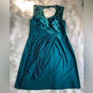 One by Eight Teal Beaded Cocktail Dress